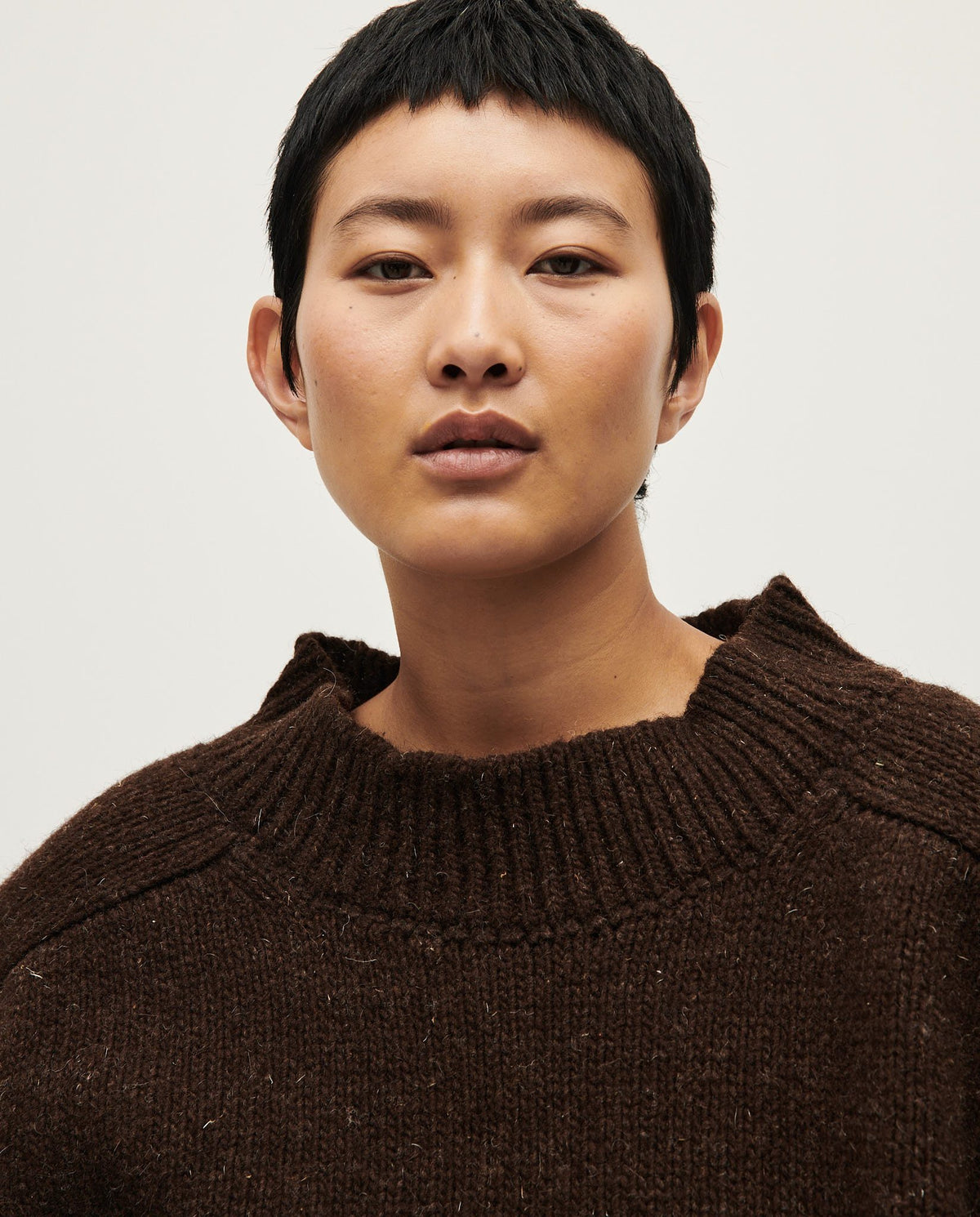 Babaà No51 Earth women's jumper in soft earthy tone, featuring a cozy knit design and relaxed fit.