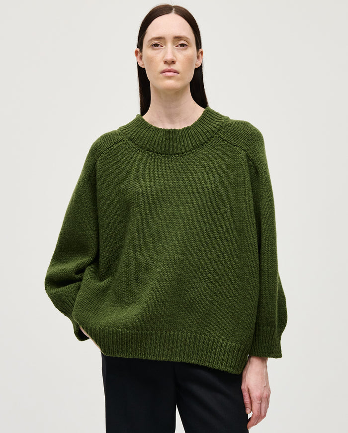 Babaà No51 Forest women's jumper in earthy green, featuring a cozy knit texture and relaxed fit.