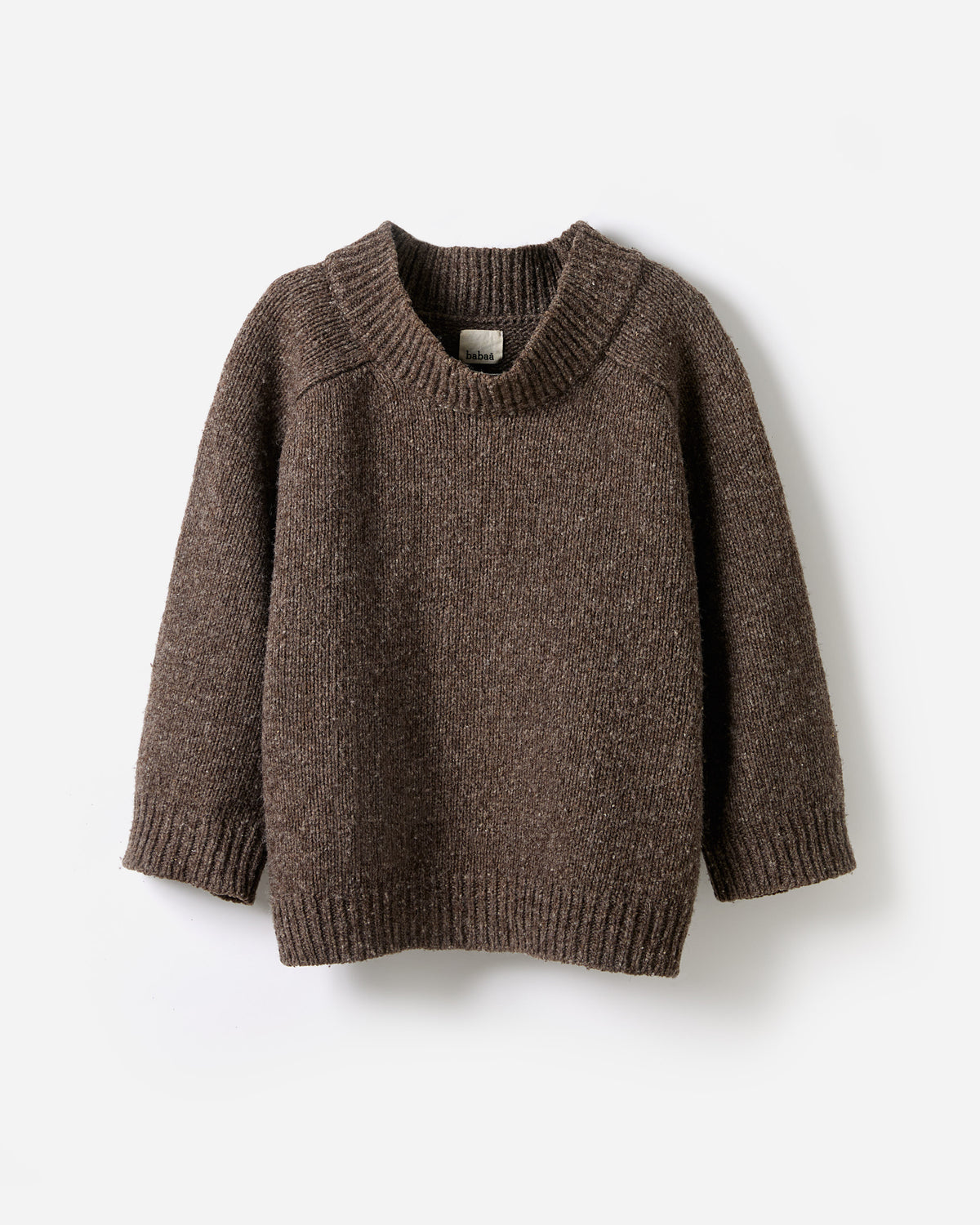 Silhouette of Babaà No51 Oak women's jumper showing a cozy, fitted knit sweater in a warm oak color.