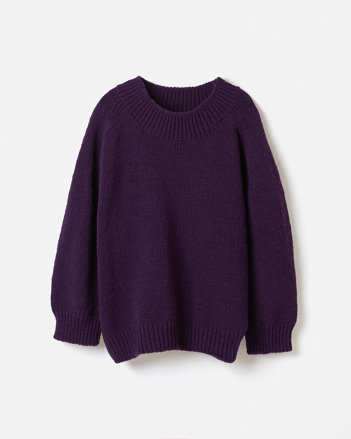 Purple jumper no51 by Babaà, worn by a woman, showcasing a relaxed fit and soft fabric in a stylish silhouette.