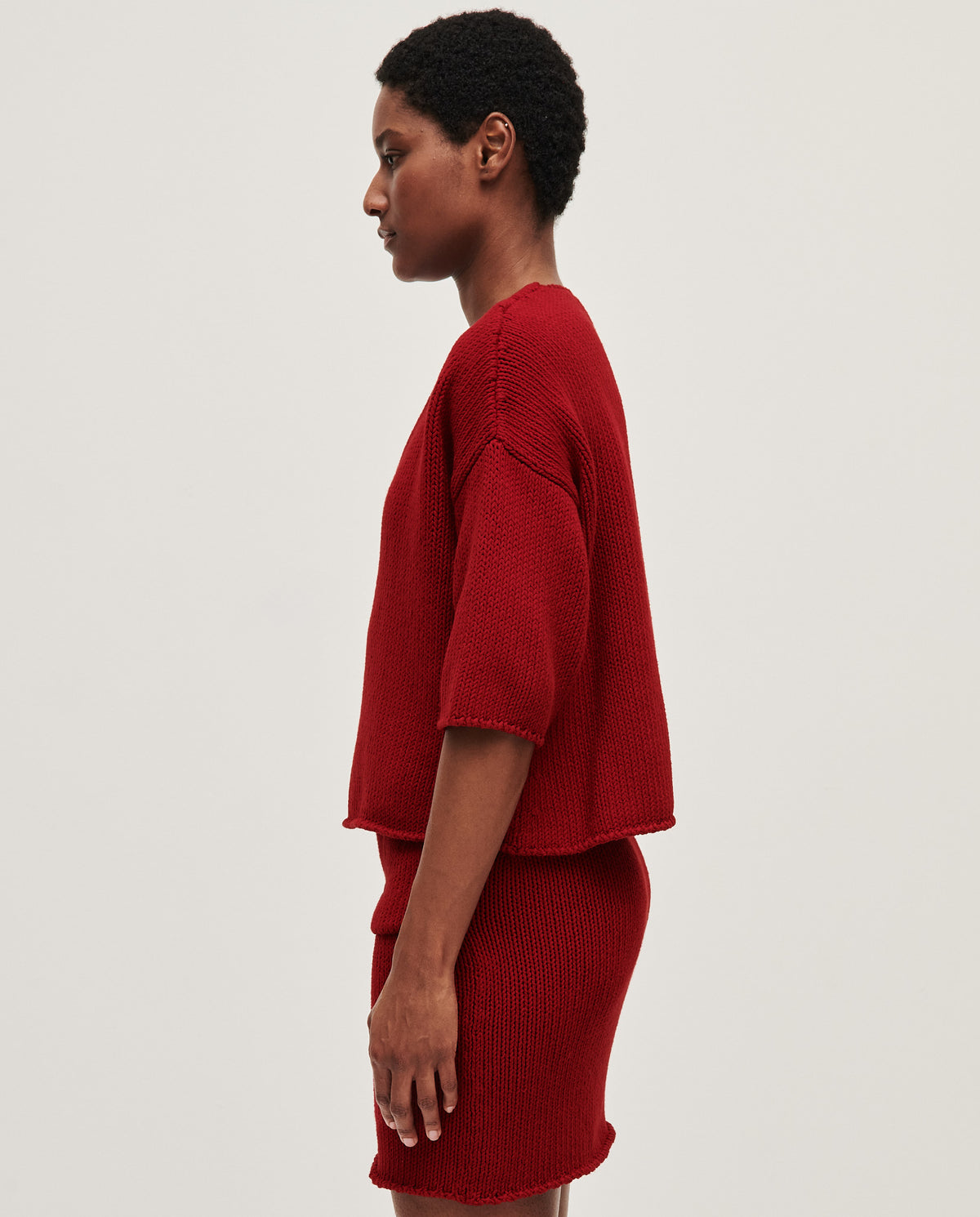 Babaà No9 Persephone jumper worn by a woman, featuring a cozy knit design in a stylish, casual fit.