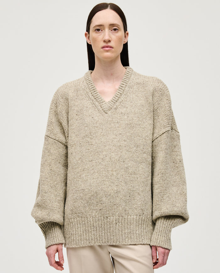 Babaà No97 Mist women's jumper in soft mist color, featuring a cozy knit design and relaxed fit, ideal for casual wear.