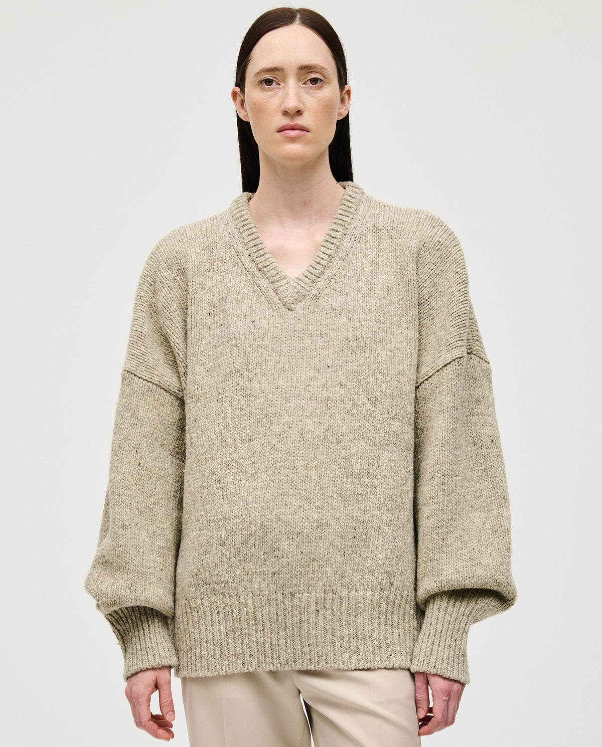 Babaà No97 Mist women's jumper in soft mist color, featuring a cozy knit design and relaxed fit, ideal for casual wear.