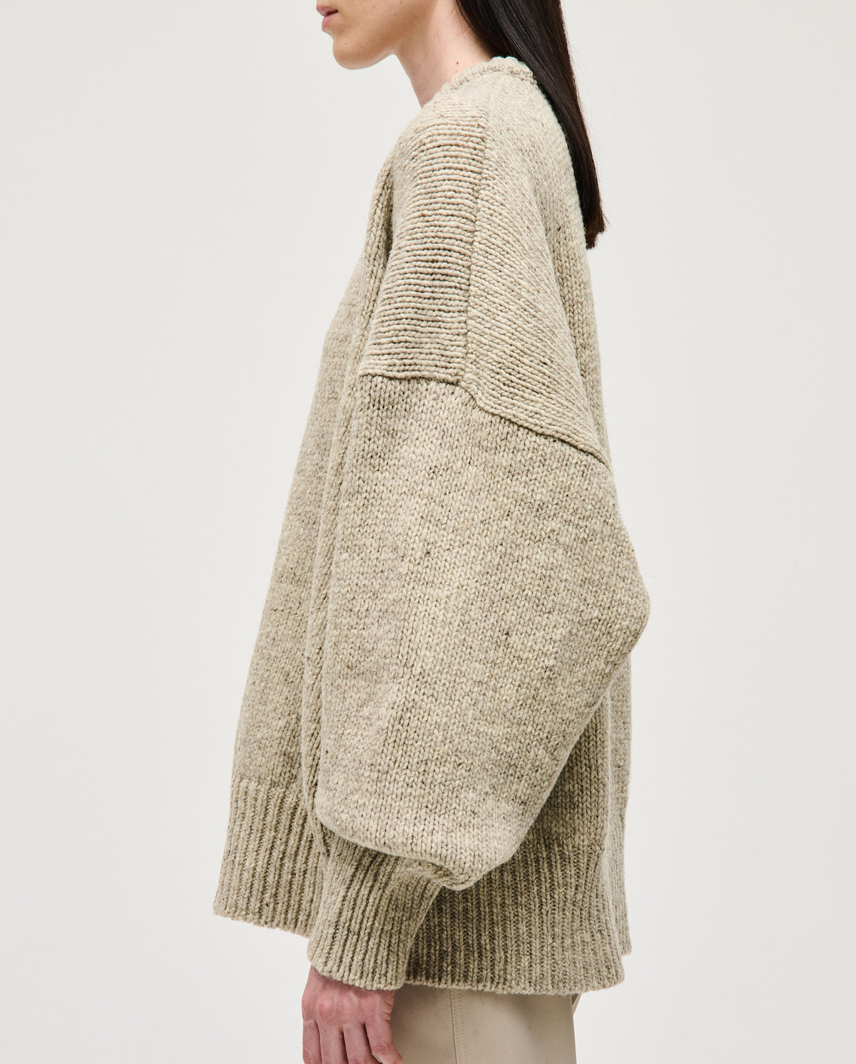 Babaà no97 Mist women's jumper in soft knit fabric, featuring a relaxed fit and subtle color tone.