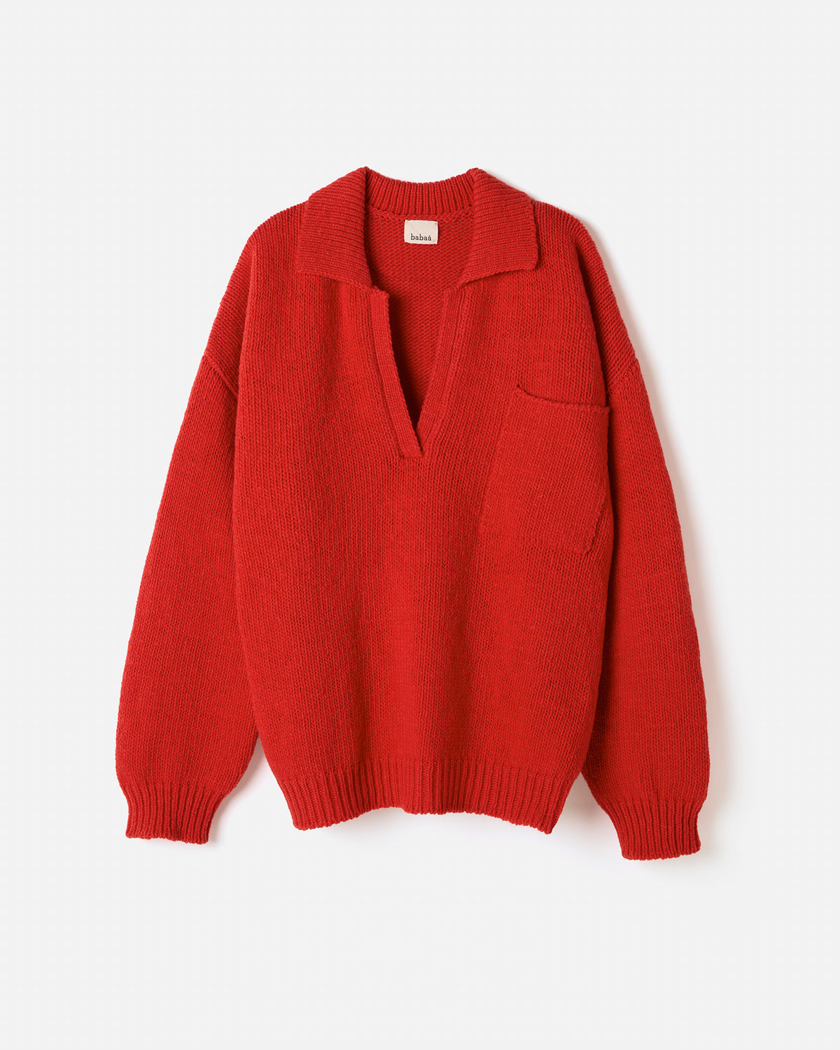 Red Babaà Polo No93 for women, classic fit with a collar, shown in a silhouette image highlighting the shirt's style and color.