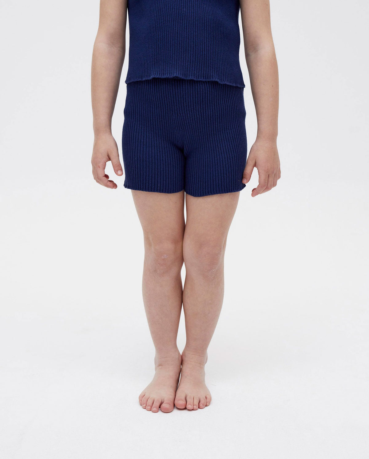 Navy kids' shorts No39 by Babaà, made of soft fabric, featuring a comfortable fit and stylish design for children.