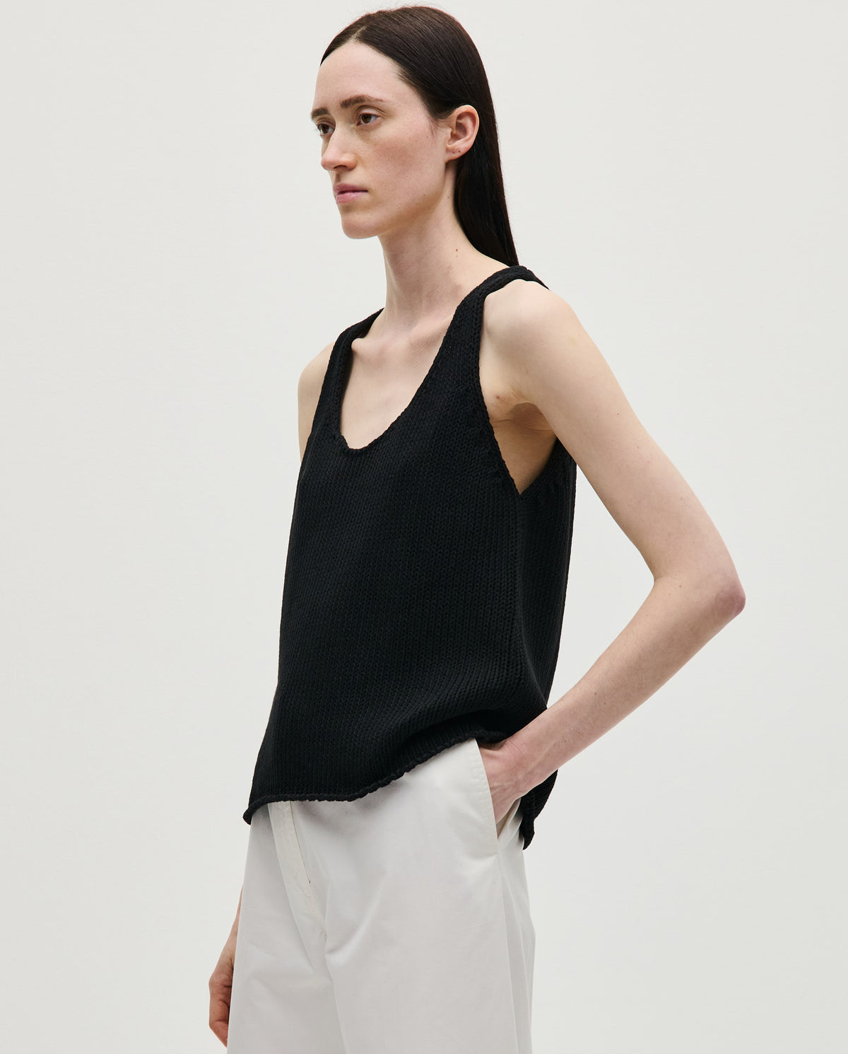 Black women's Top No1 by Babaà featuring a sleek, fitted design and stylish neckline.