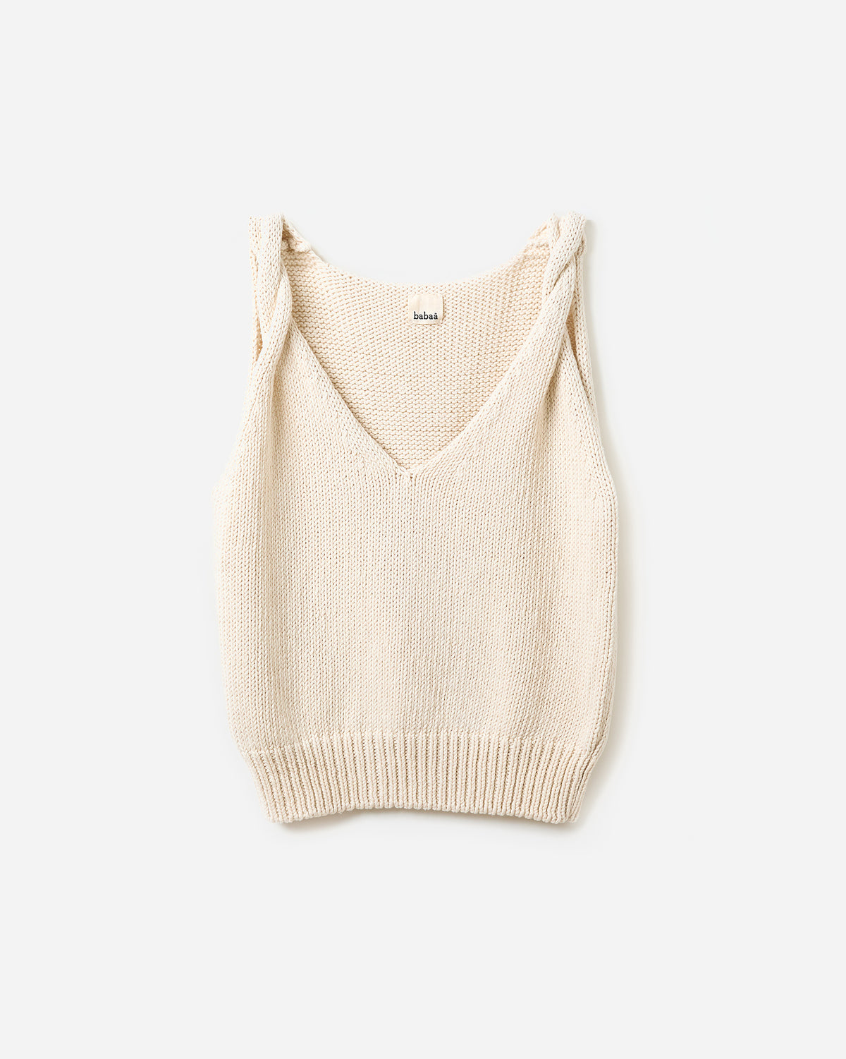 Women’s No88 Natural Top by Babaà, featuring a relaxed fit and soft fabric, shown in a silhouette view.