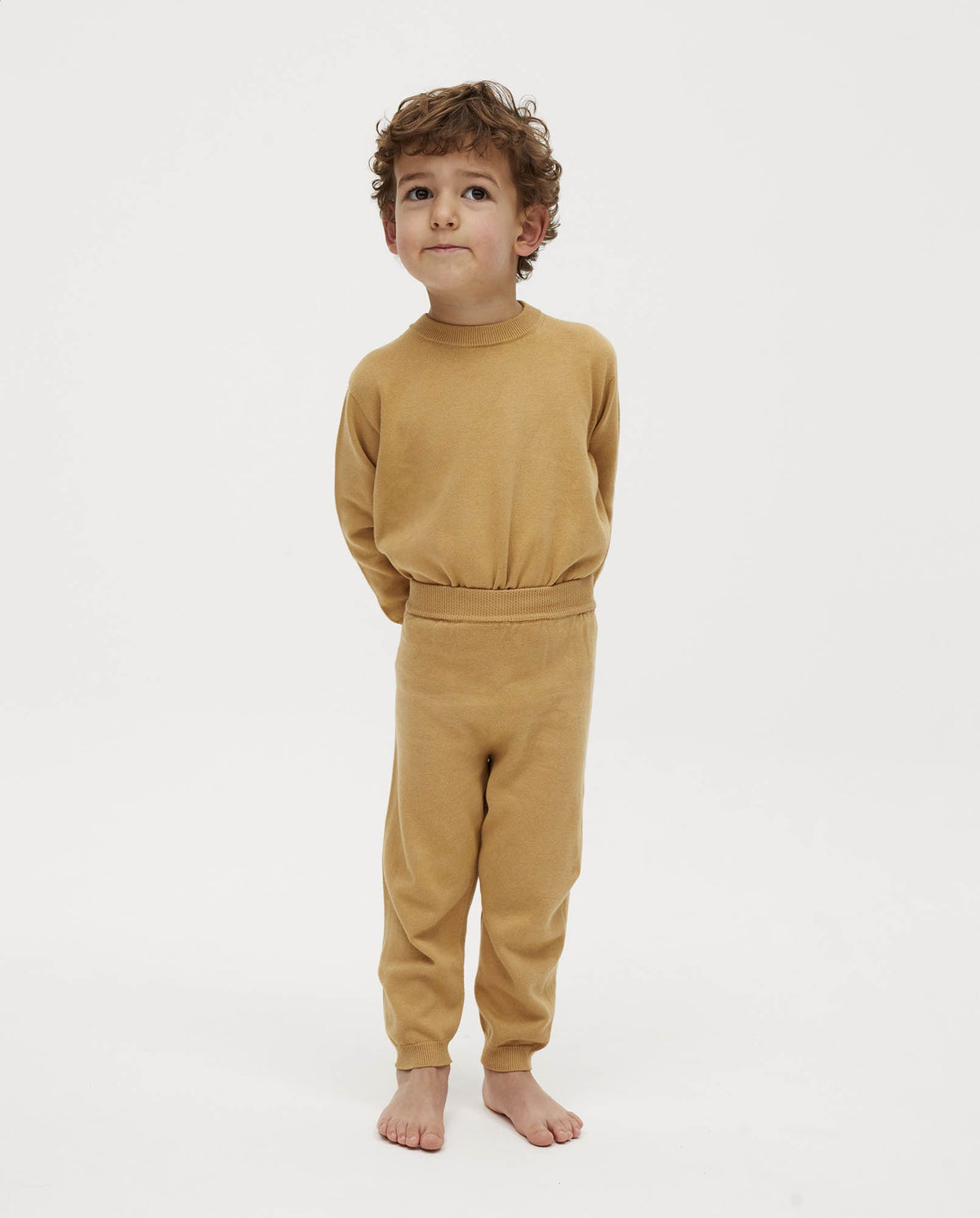 Kids' trousers No37 by Babaà in Chicory Root color, featuring comfortable, stylish children's cotton pants with adjustable waist.