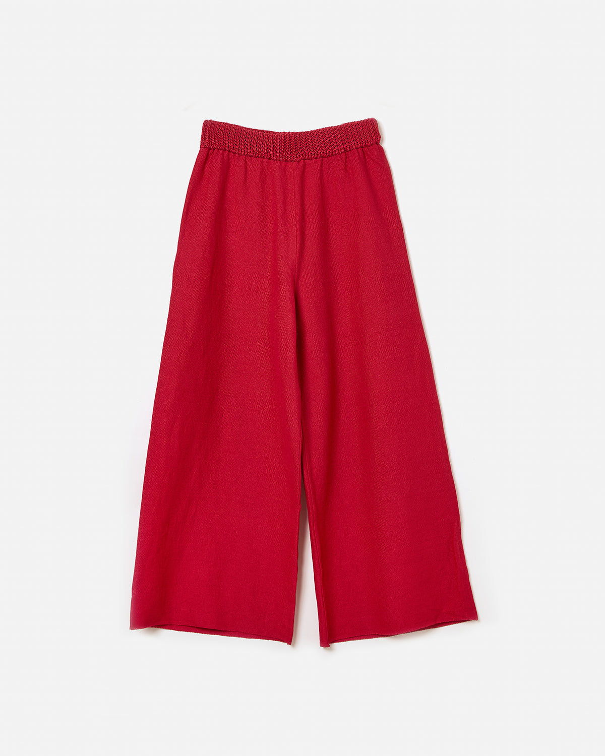 Babaà No60 red women's trousers silhouette showing fitted waist and straight leg design.