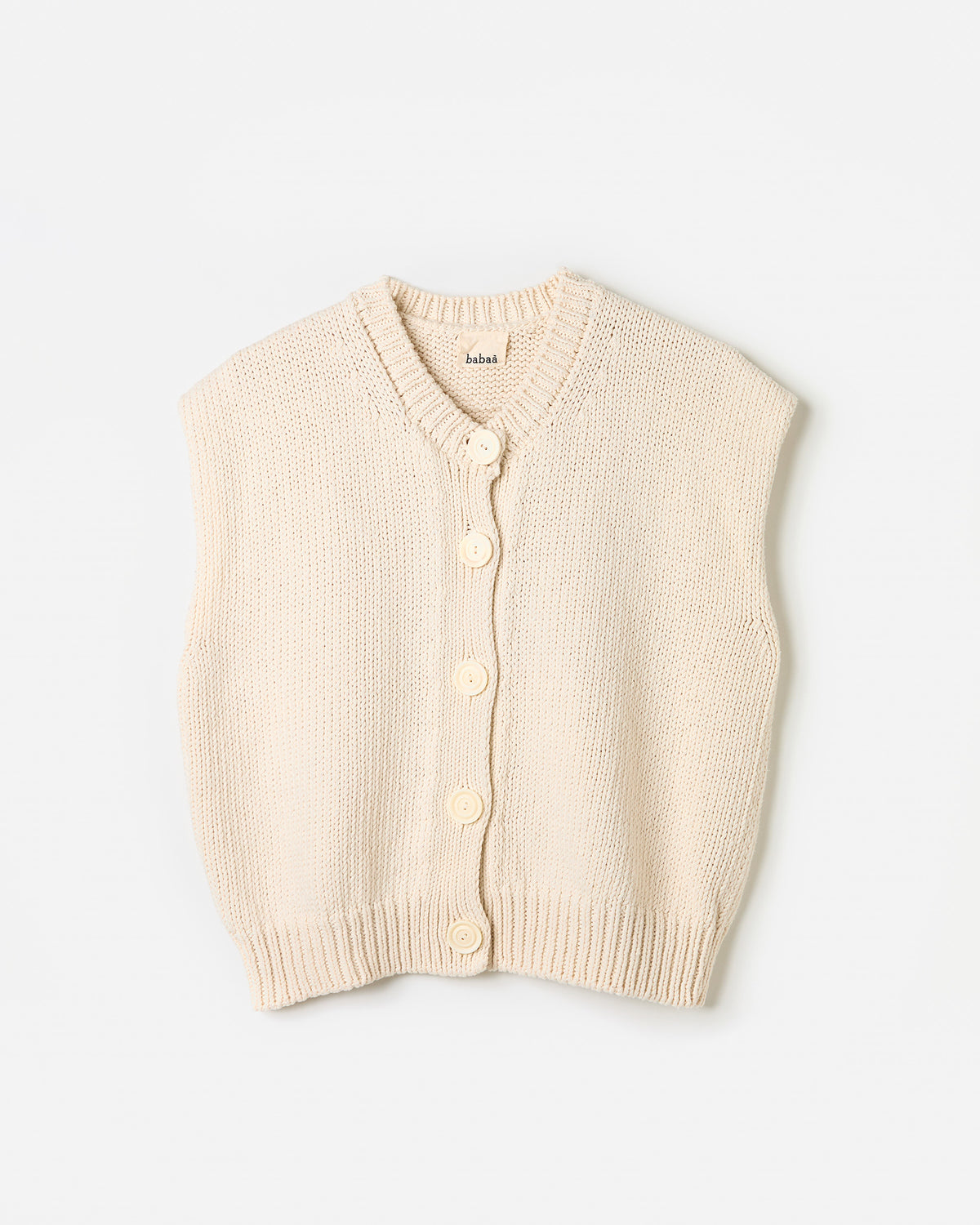 Babaà No26 natural women's vest showing a relaxed fit silhouette in soft fabric, styled casually against a neutral background.