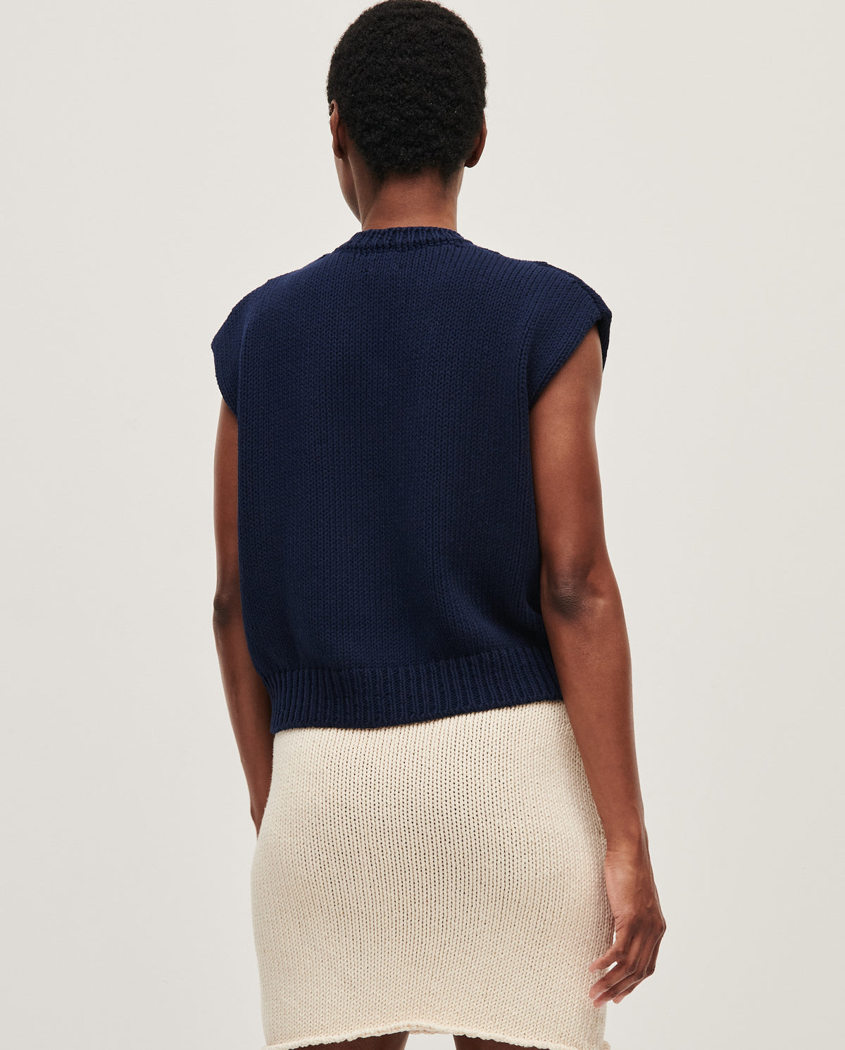 Navy Babaà No26 women's vest featuring a sleeveless design and soft fabric, ideal for casual or layered outfits.
