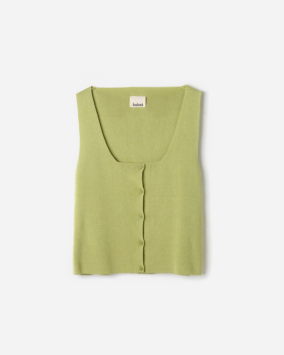 Babaà No39 Kiwi women's vest silhouette, showcasing a stylish green vest on a neutral background.