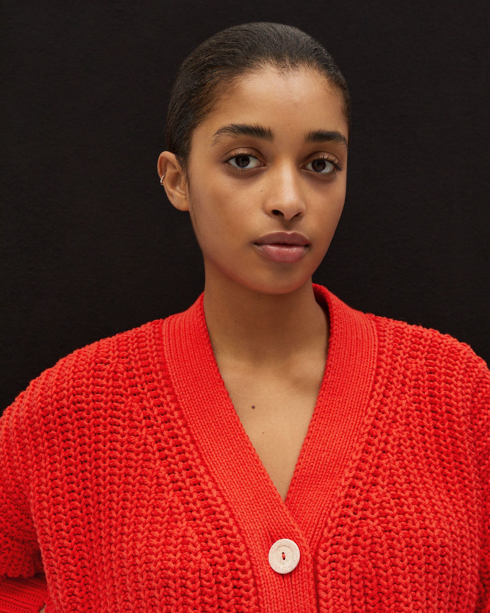 red summer cardigan