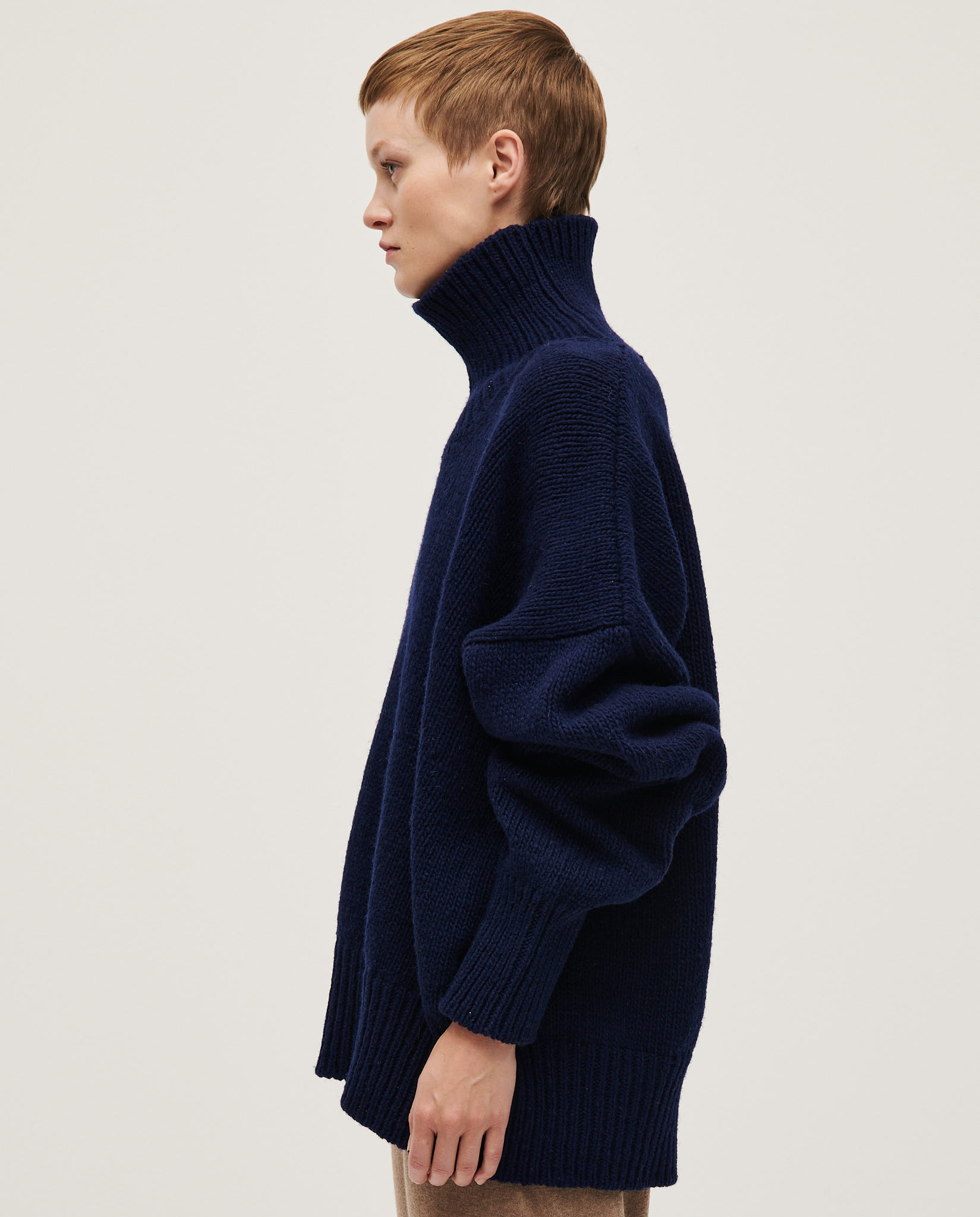 即納 Bibiy ANNABELLE KNIT NAVY Harmony Balloon Sleeve Knit Sweater Navy | Princess Polly