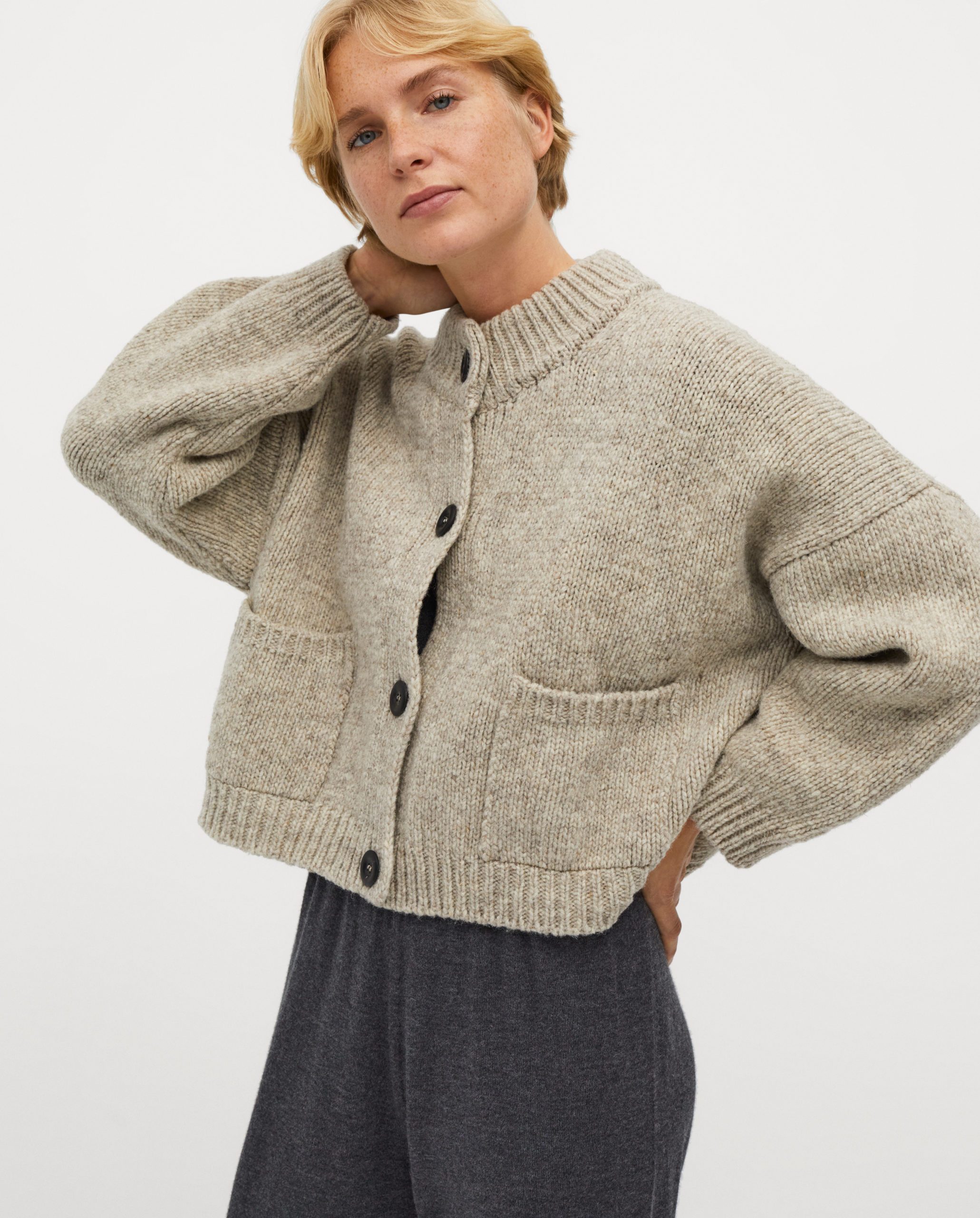 Bambü Ribbed Button Cardigan in Mist - Grace and Lace